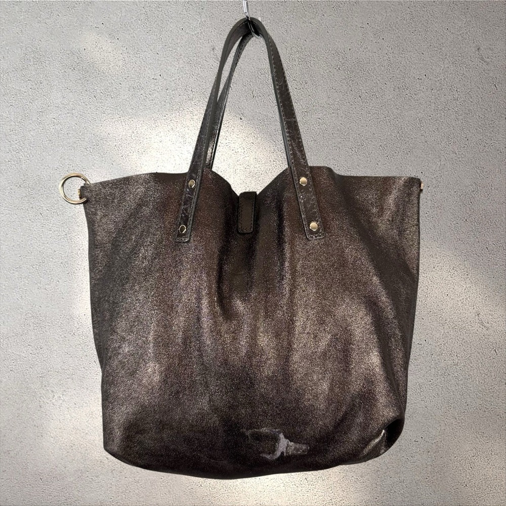 Tiffany & Co Suede Metallic Relaxed Reversible Tote Hobo Bag‎ Purse Brown - Picture 12 of 14